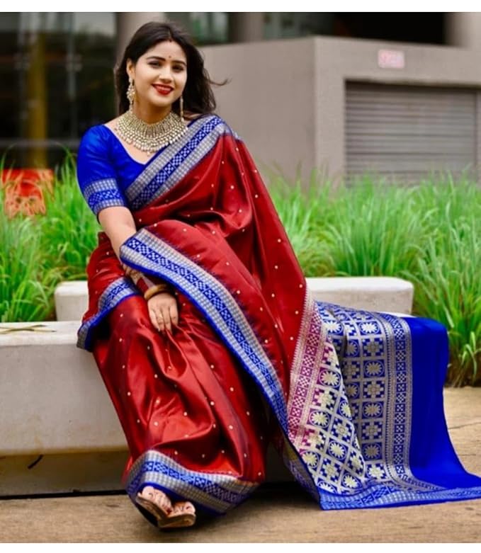 Konark chakra flower border navy blue red cotton handloom Sambalpuri saree