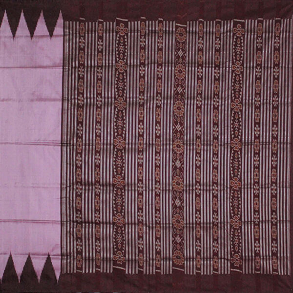 Big temple and plain silk Sambalpuri Pata saree (Violet, Coffee)